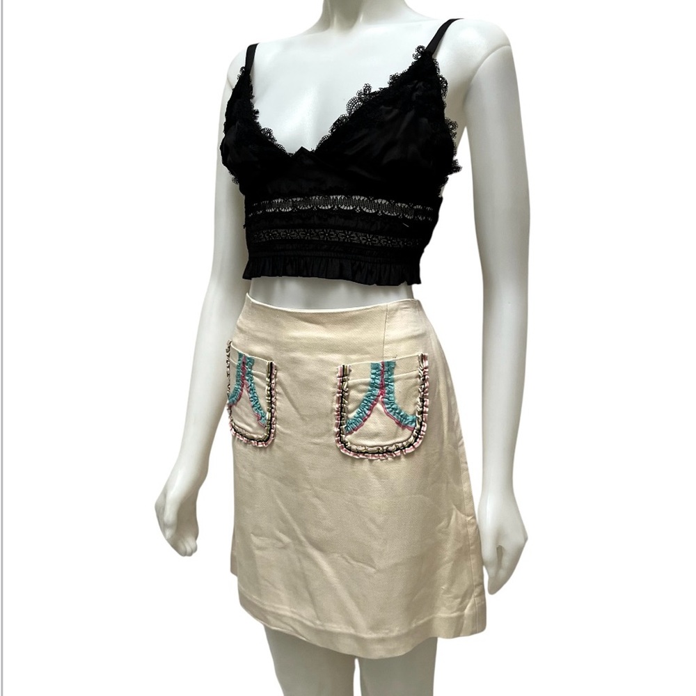 Vintage CYTHIA‎ RAWLEY Silk Mini Skirt Preppy Light Academia Coquette Girl 90's - Picture 4 of 17
